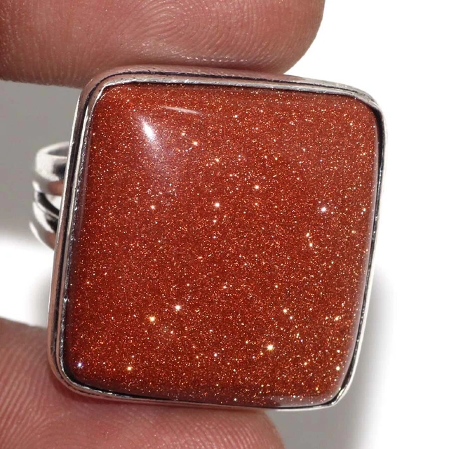 Sandstone 925 Silver Plated Gemstone Handmade Ring US 10 Women Gifts GW