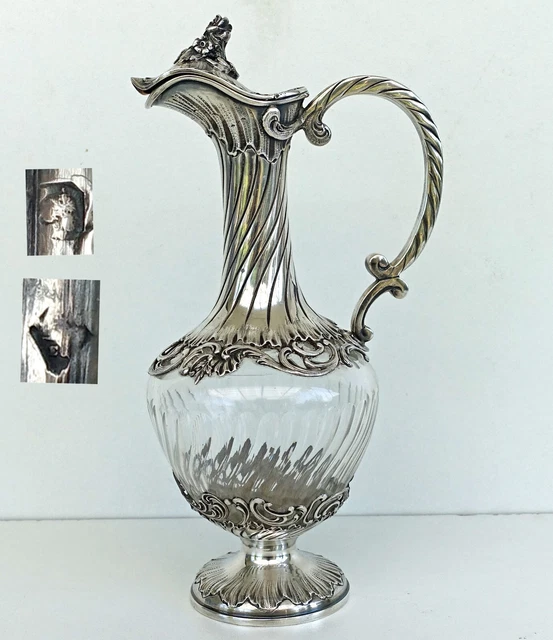 AIGUIERE ARGENT MASSIF Orfèvre Veuve Ernest COMPERE Cristal Baccarat ...