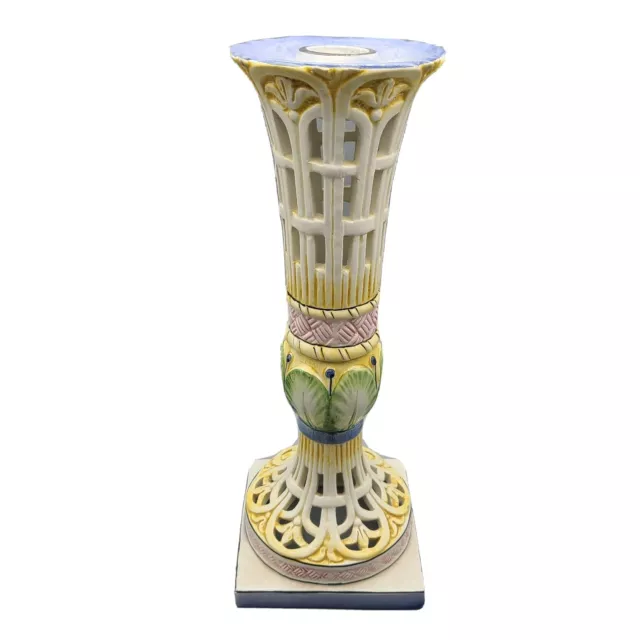 Whimsical Ceramic Candlestick, Made In San Marco Italy 12" tall