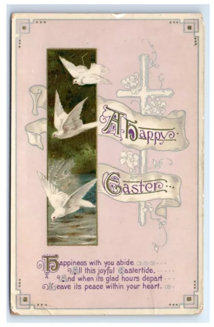 Postcard A Happy Easter cross doves - Wildt & Kray D12