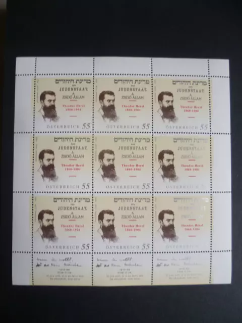 ÖSTERREICH MiNr.: 2489 Kleinbogen **,postfrisch,MNH zum Postpreis 2004