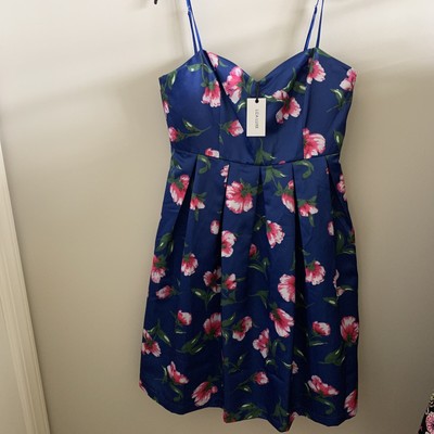 Liza Luxe dress, satin floral midi, large, NWT
