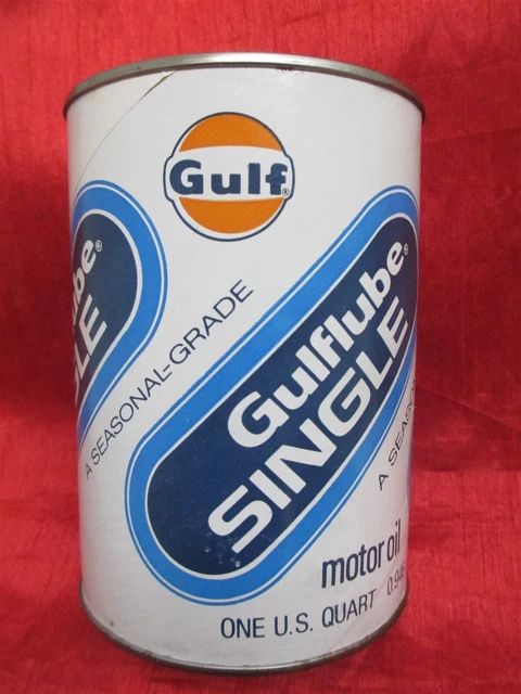 VINTAGE GULF GULFLUBE Single Quart Motor Oil Tin Can Cleveland Ohio ...