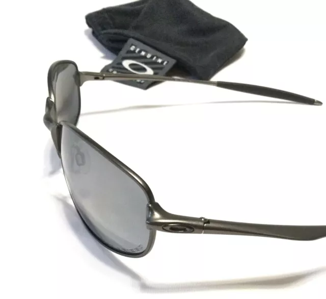 RARE OAKLEY BIG SQUARE WIRE SUNGLASSES Pewter w/ Black Iridium Polarized Lenses