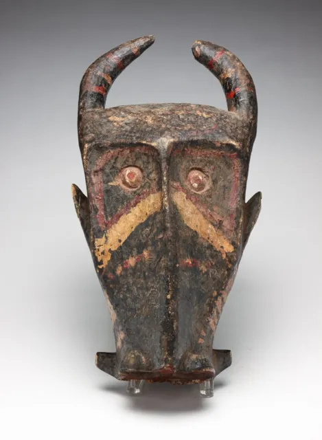 African Mask, Hand-carved from Solid Wood  Bush Cow Mask, old paint