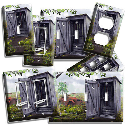 Country Rustic Outhouse Farm Toilet Light Switch Outlet Wall Plate Room Hd Decor