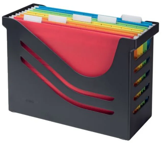 Jalema 2658026998 Hängemappenbox Re-Solution - schwarz, gefüllt mit 5 farbigen H