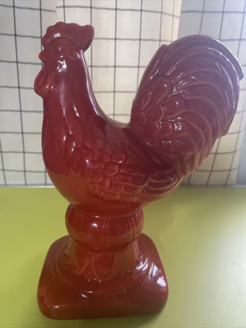 Red Ceramic Rooster Chicken/ 9 X 6 Inches. Kitchen Decor, Farmhouse Style.