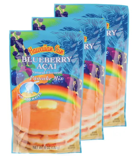Hawaii Pancake Mix BLUEBERRY ACAI Hawaiian Sun 3 PACKS Flapjacks NEW
