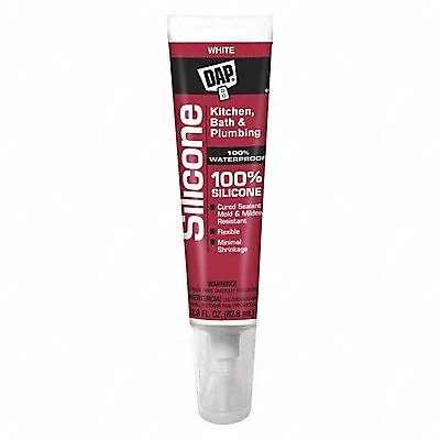 Dap Silicone Sealant: Commercial Kitchen, White, 3 oz, Tube, 501% or More