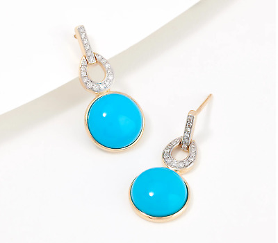 Vault Sleeping Beauty Turquoise and Diamond Earrings, 14K