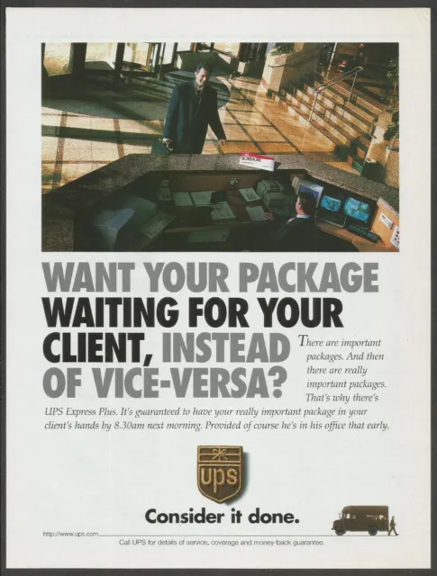 UPS Express Plus. For Really Important Packages - 1997 Vintage Print Ad