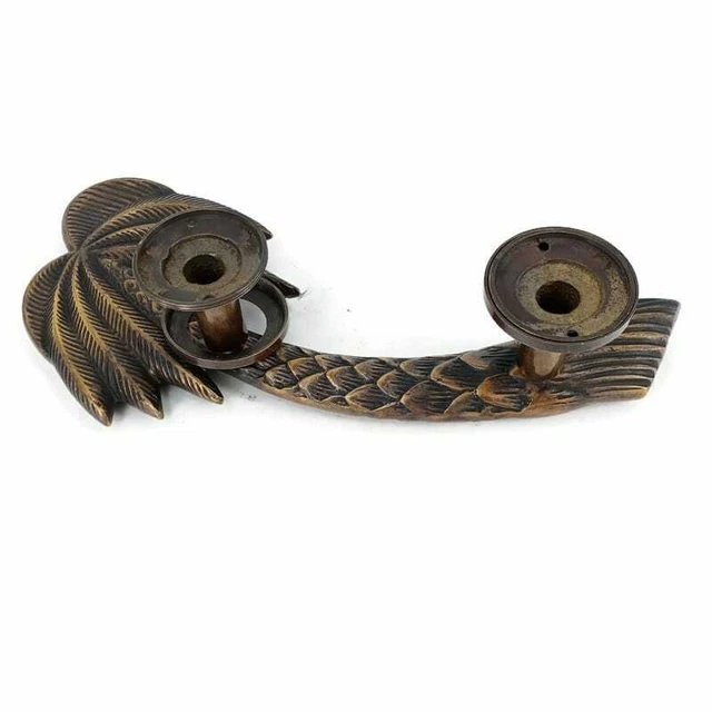 large Palm tree Door pull handles solid aged brass old style 30cm B 3