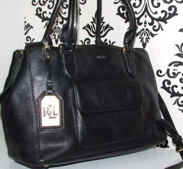 Ralph Lauren Real Leather Crossbody Satchel Grab Tote Shoulder Handbag/Purse-E