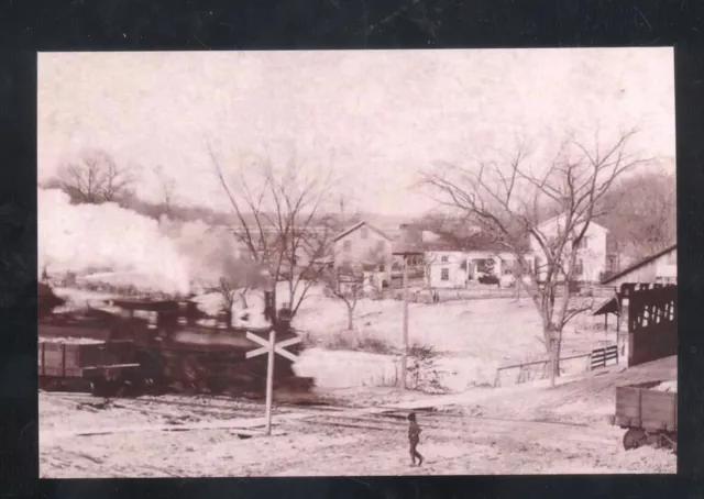 Real Photo Newton Falls Ohio Railroad Train Crossing Bridge Postcard Copy