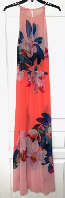 TED BAKER Sunara Floral Orchid Print Wonderland Maxi Dress Swim Cover-Up LARGE 3