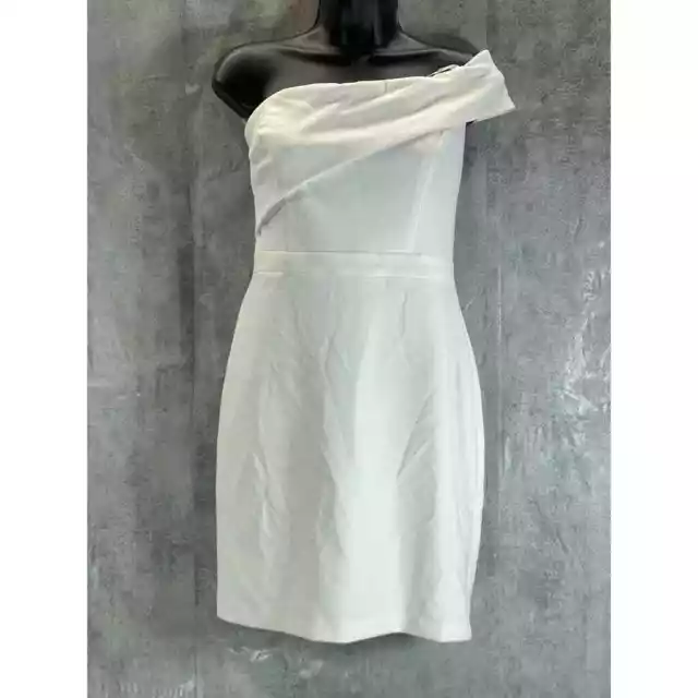 AQUA FORMAL Women's White One-Shoulder Scuba Crepe Bodycon Mini Dress SZ 8