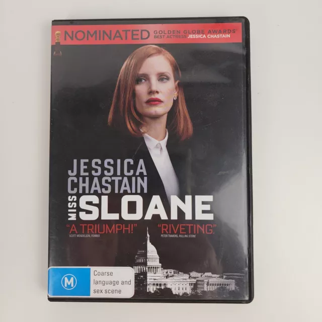 Miss Sloane DVD 2016 Jessica Chastain Drama Rated M Region 4
