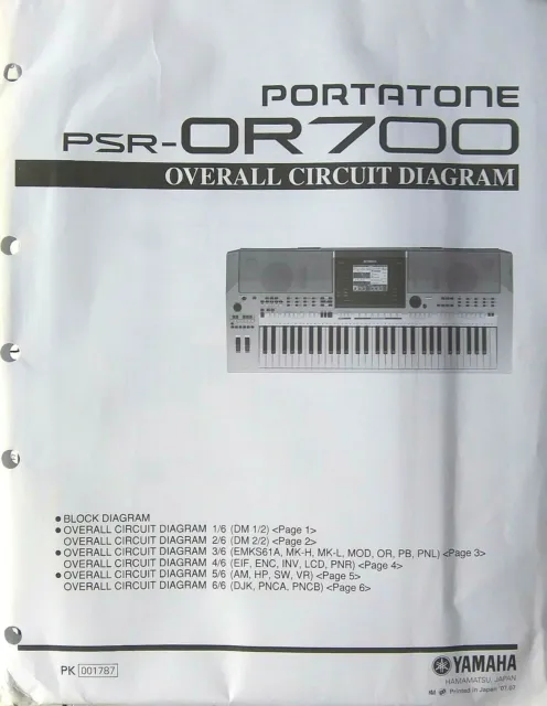 Yamaha PSR-OR700 Clavier Original Globale Circuit Diagramme / Schematics