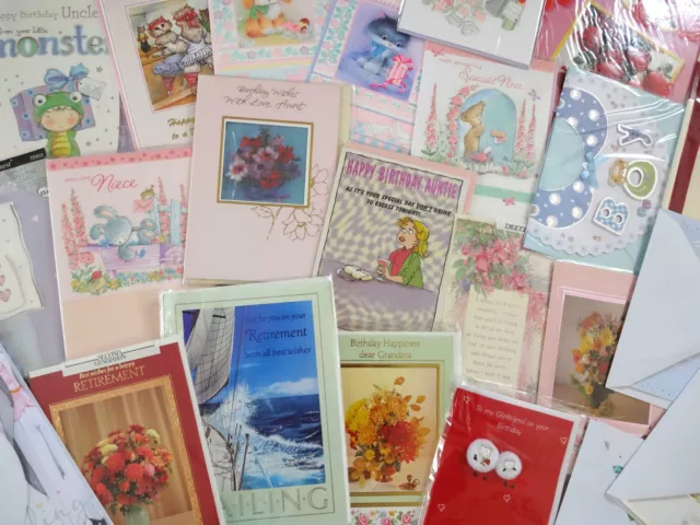 100 Greeting Cards Quality Job Lot Bundle Birthday etc - Faulty Envelopes