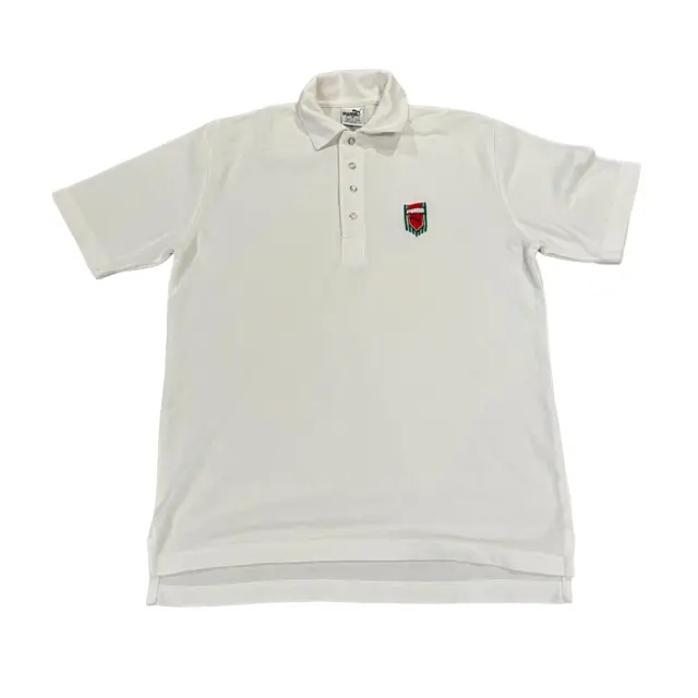 Vintage Puma Men's White Short Sleeve 1/4 Button Cricket Shirt Size S