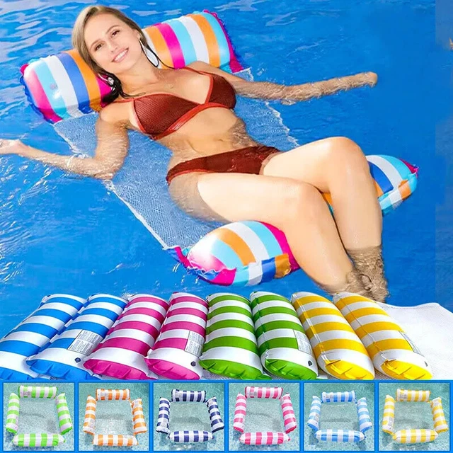 Hamac Piscine Gonflable Avec Filet – Chaise Longue Flottante Super Confort Pour Adulte, Idéal Pour La Plage Ou Le Lac, En PVC Résistant Et Facile à Ranger
