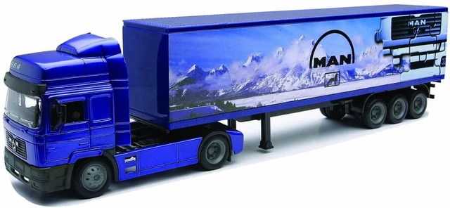 Camion SIKU 1/87 – MAN 8x4 + Remorque 3 Essieux + Yacht Et Personnages – Rouge