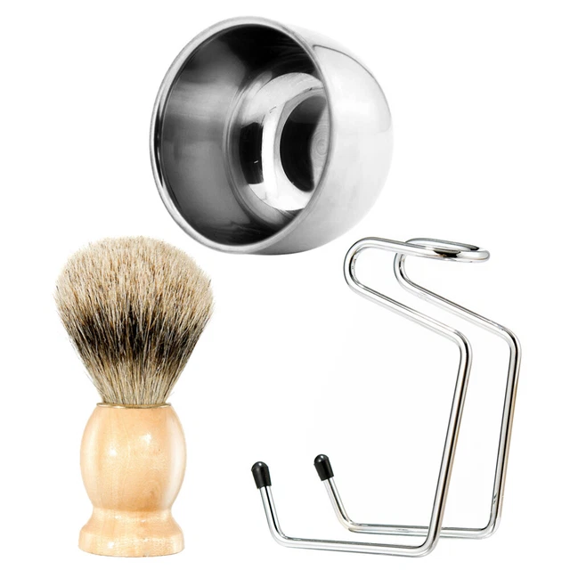 3 PIEZAS Juego de pinceles de afeitar para hombre tazón de afeitar bigote cepillo cepillo