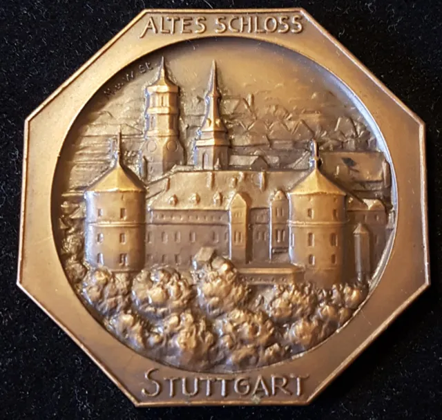 Medaille/ Plakette; Stuttgart, Altes Schloss, Oktogon, um 1930, Kupferlegierung;