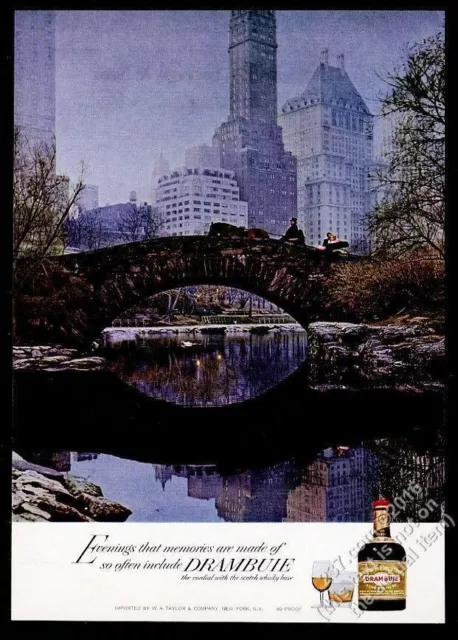 1965 Central Park bridge horse carriage photo Drambuie cordial vintage print ad