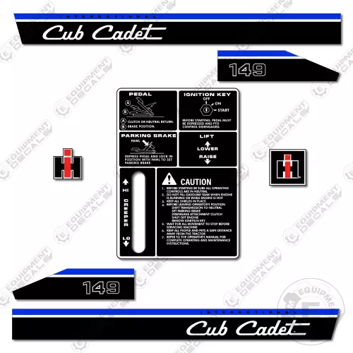 Cub Cadet 149 Decal Kit Riding Mower Tractor - 7 YEAR OUTDOOR 3M VINYL!