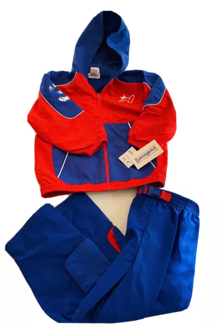 Vintage Buster Brown 4T Boys Running Suit 90s Activewear With Tags Red Blue USA