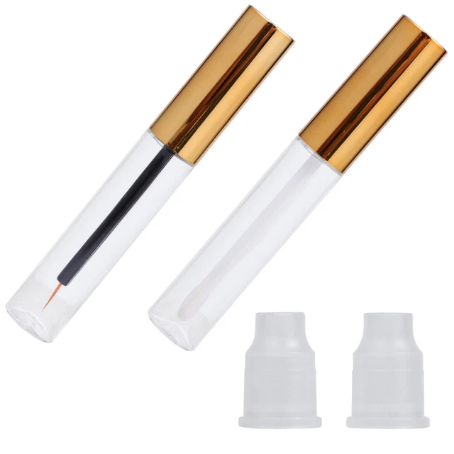 10 piezas delineador de ojos botella brillo labial tubo de plástico para pestañas dorado