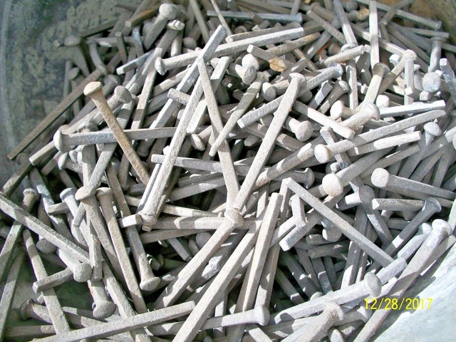 200, Old 3", Square Galv. Steel Boat Nails, Round Head Great For Use & Decor !