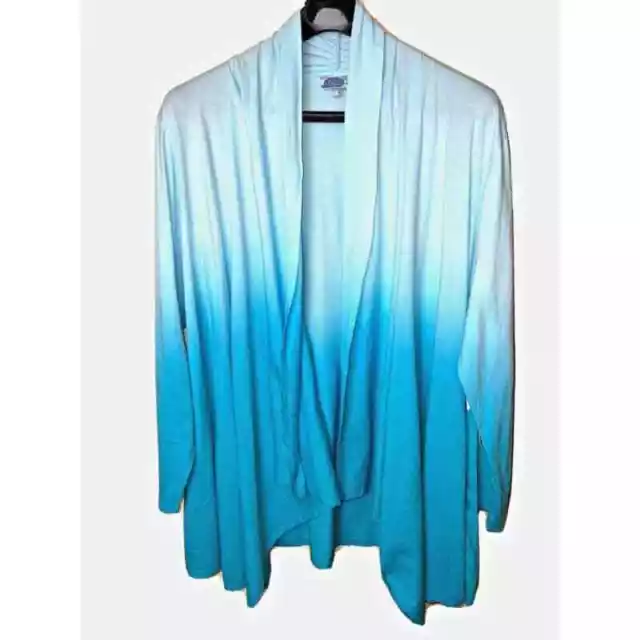 NEW HSN DG2 PLUS 3X Open Front Cardigan Topper Ombre Blue or Swim Cover Up