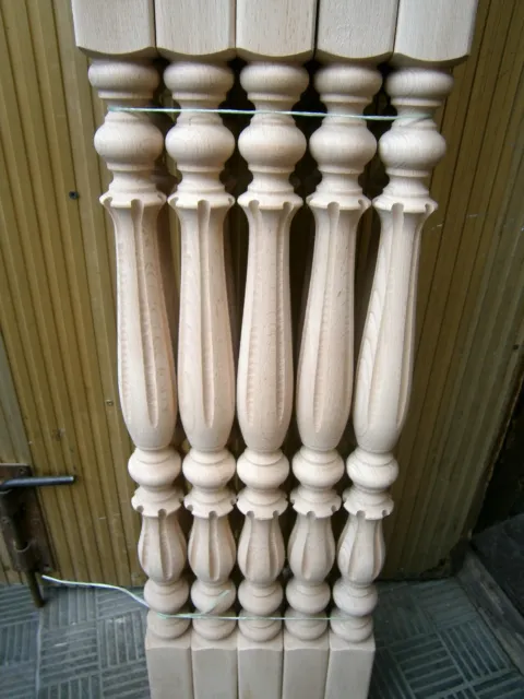 Stair Balusters Graceful Flows Carved Wood Spindles Banisters Staircase Railing