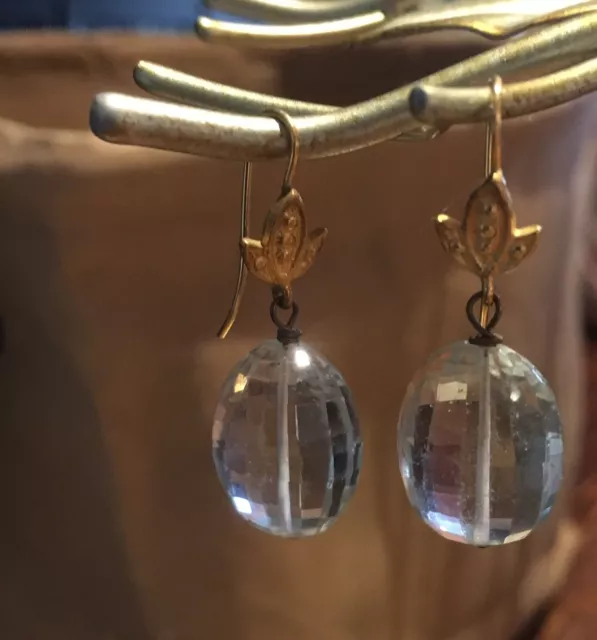 New Gorgeous gold Leaf Clear dangle Earrings Originally $38