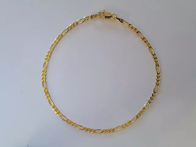 Genuine Solid 9ct 9k Yellow Gold Bevelled Figaro 3.1 Diamond Cut Ladies Bracelet