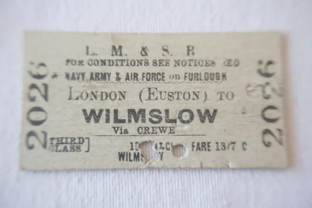 London to Wilmslow LMS Railway Train Ticket