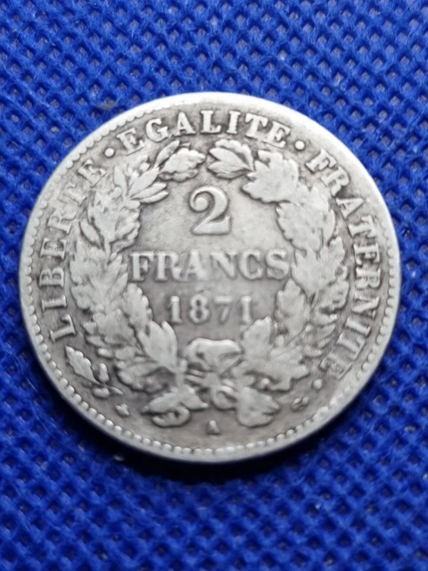France Piece De 2 Francs Ceres 1871 A En Argent (1089) Petit Etat