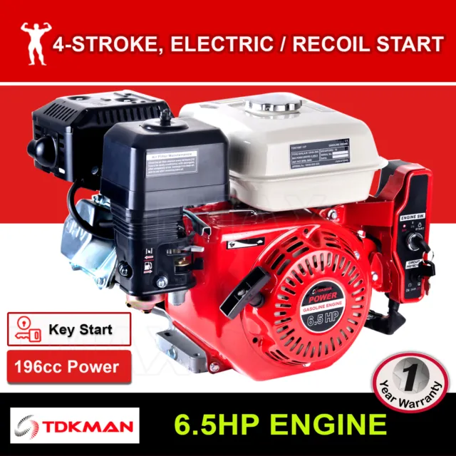 6.5HP Petrol Engine OHV Stationary Motor Horizontal Shaft Electric Start Recoil