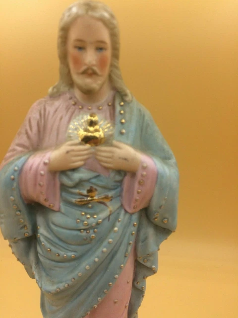ALTE*ANTIKE*BISQUIT*PORZELLAN FIGUR*JESUS*JESUS MIT Herz*Heiligenfigur ...