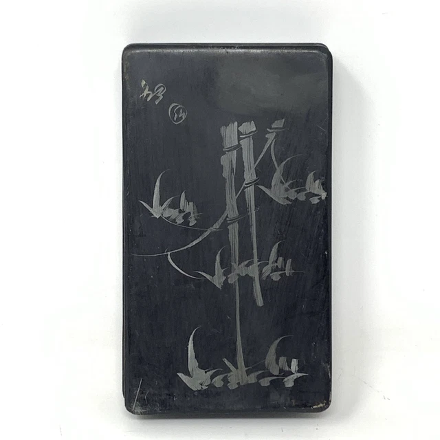 Ink Stone Japanese Chinese Vintage Grinder Calligraphy Box Bamboo Artwork READ