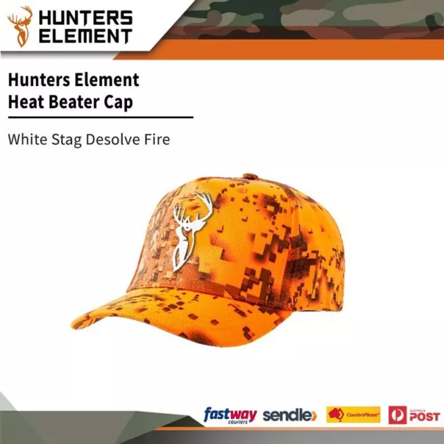 Hunters Element Heat Beater Hunting Cap W Curved Peak White Stag Desolve Fire