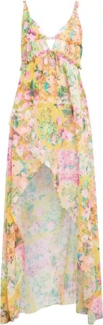 FOR LOVE & LEMONS Madison Yellow Floral Maxi Dress Size Medium