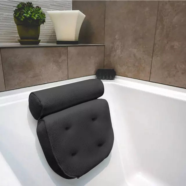 Luxury Grey Bath Spa Pillow Cushioned Relaxing Bathtub Cushion 4 Suction Cups