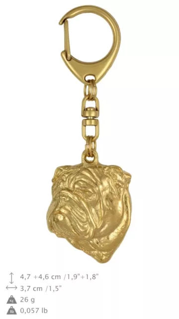 Englische Bulldogge - vergoldet Schlüsselanhänger mit einem Hund Art Dog DE