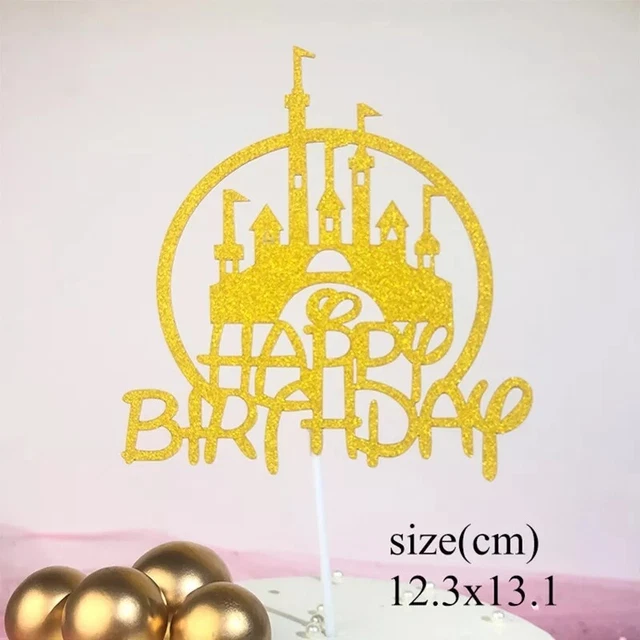 DISNEY PRINCESS CASTLE Cake Topper Happy Birthday Decoration Party £3. ...