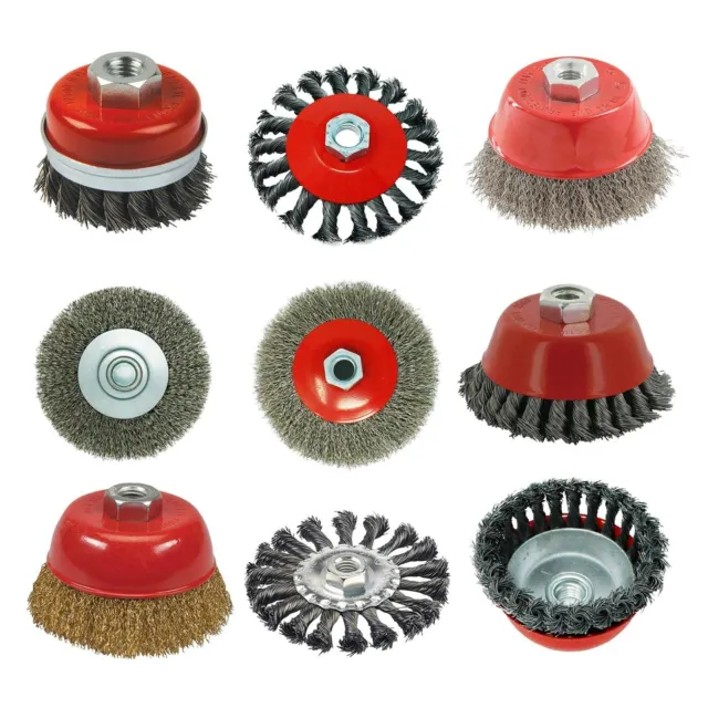 Twist Knot Wire Wheel Cup M14 Brush Set For 4.5" 9" Angle Grinder New Uk