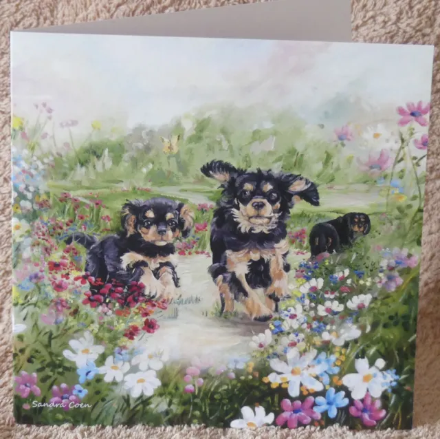 Cavalier King Charles Spaniel Dog Greeting Card 09 Sandra Coen Artist